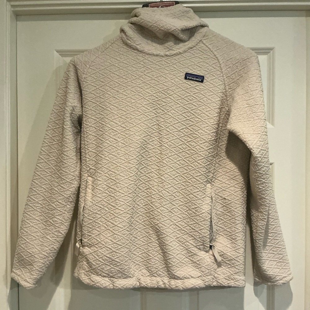 Patagonia Beige Fleece Pullover With Hood